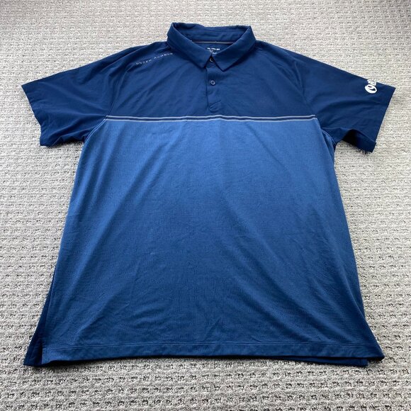 Under ARMOUR Golf Shirt Men 2XL Navy Blue Edmonton Oil Kings Hockey Activewear - Picture 1 of 12